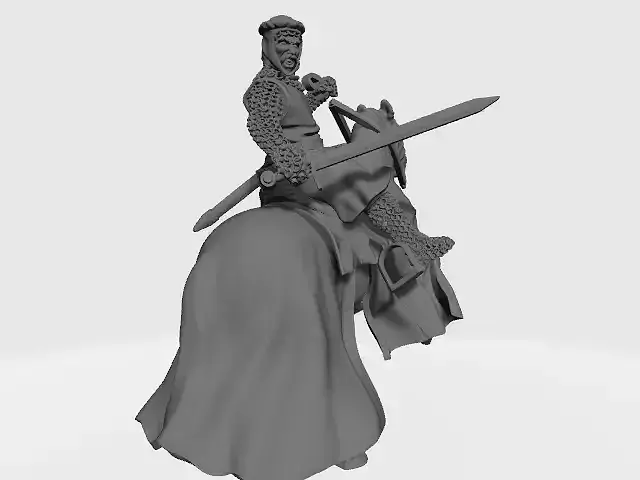 Medieval mounted Teutonic knight at Lake Peipus