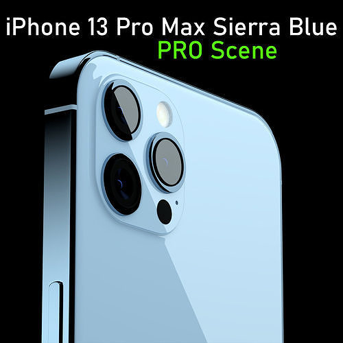 iPhone 13 Pro Max Sierra Blue Pro Scene Low-poly 3D model