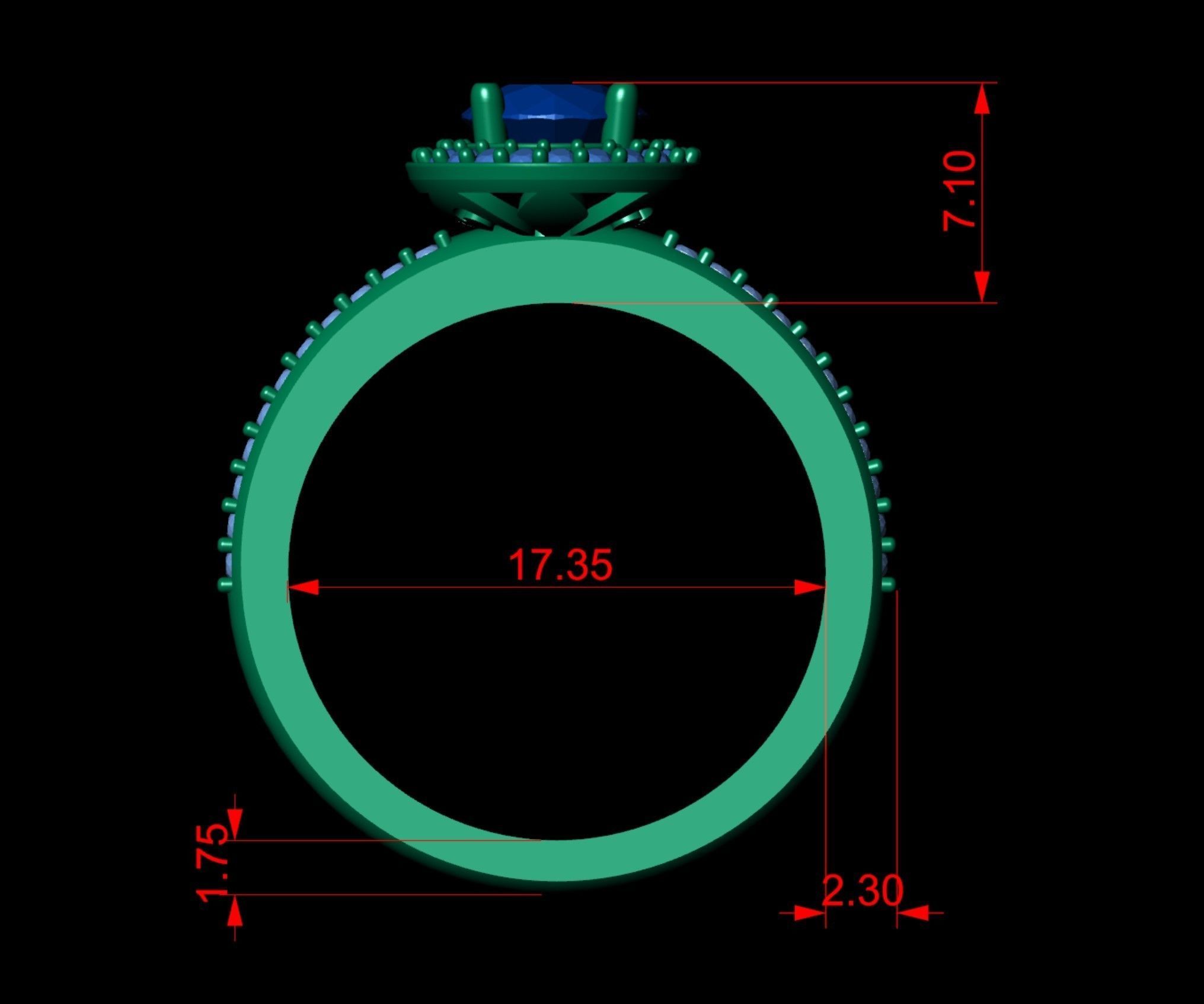 Simple Diamond  Ring  06 3D print model_4