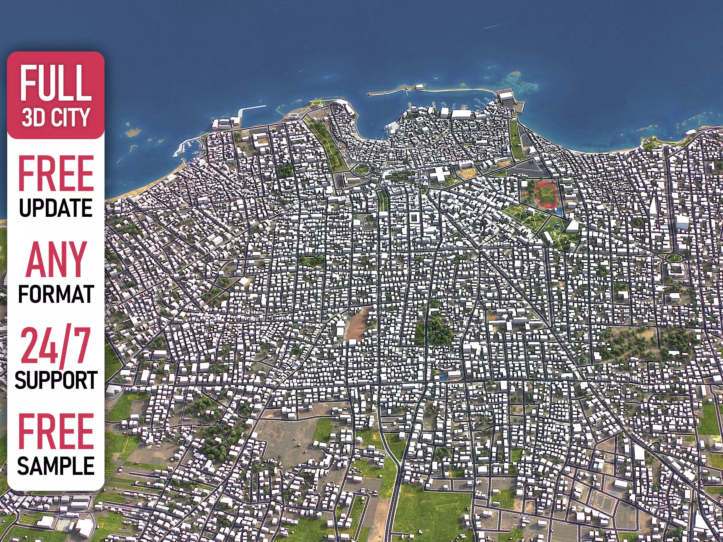 Chania - 3D City Model Low-poly 3D model_0