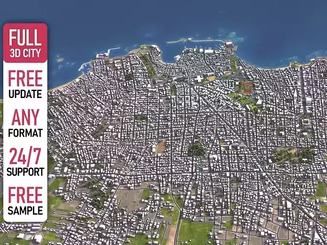 Chania - 3D City Model Low-poly 3D model