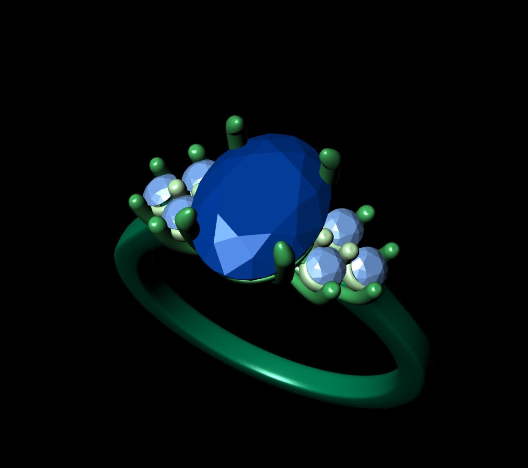 Simple Diamond  Ring  09 3D print model_5