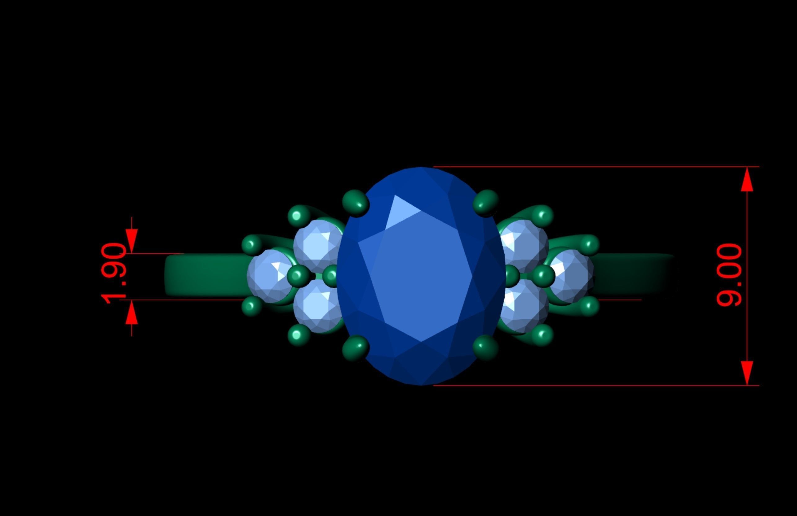 Simple Diamond  Ring  09 3D print model_3