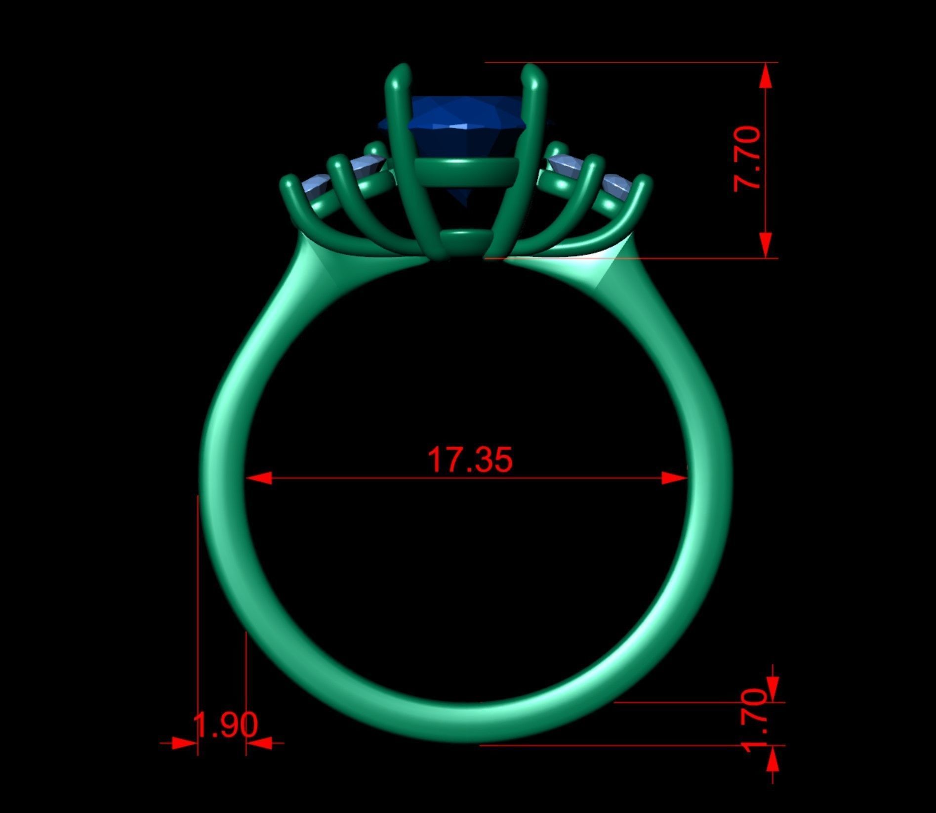 Simple Diamond  Ring  09 3D print model_2