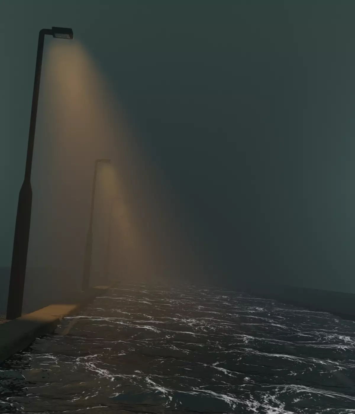 water street light in middle of ocean Free 3D model_0