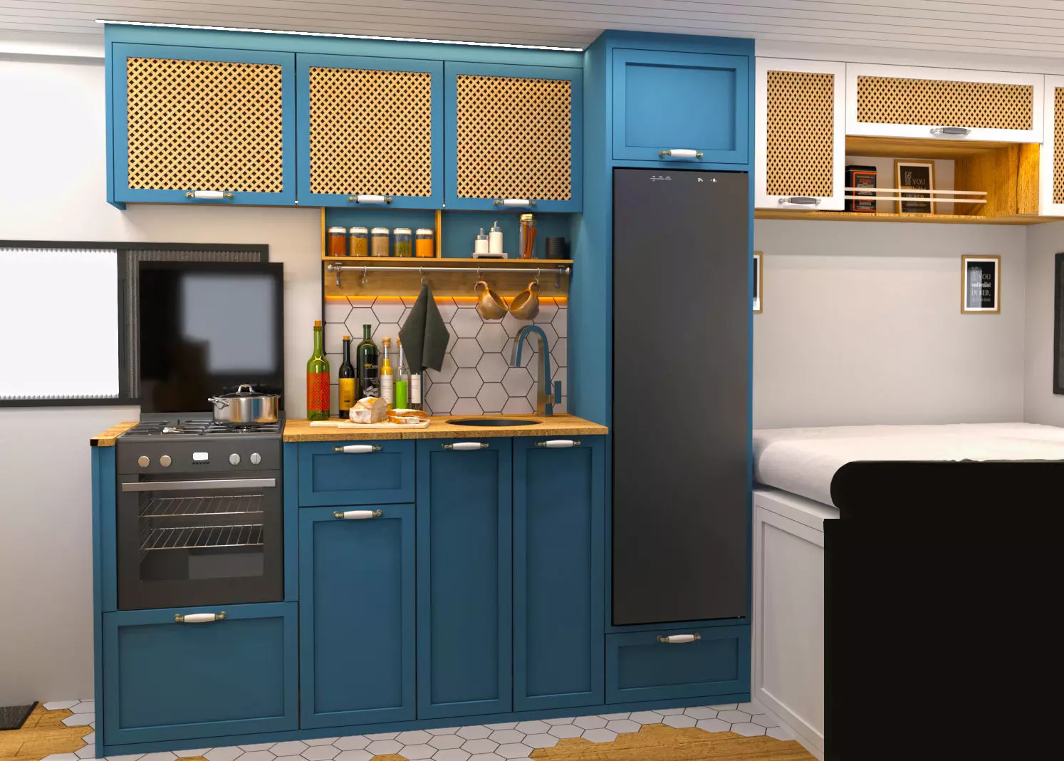 Fiat ducato 17m3 caravan interior design 3D model