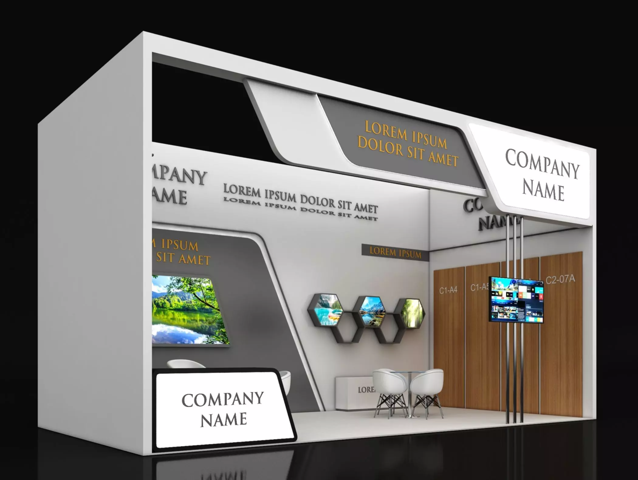 Booth Exhibition Stand Stall 4X8m Height 450 cm 1 Side Open 3D model_0