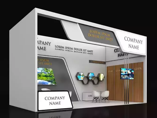 Booth Exhibition Stand Stall 4X8m Height 450 cm 1 Side Open 3D model