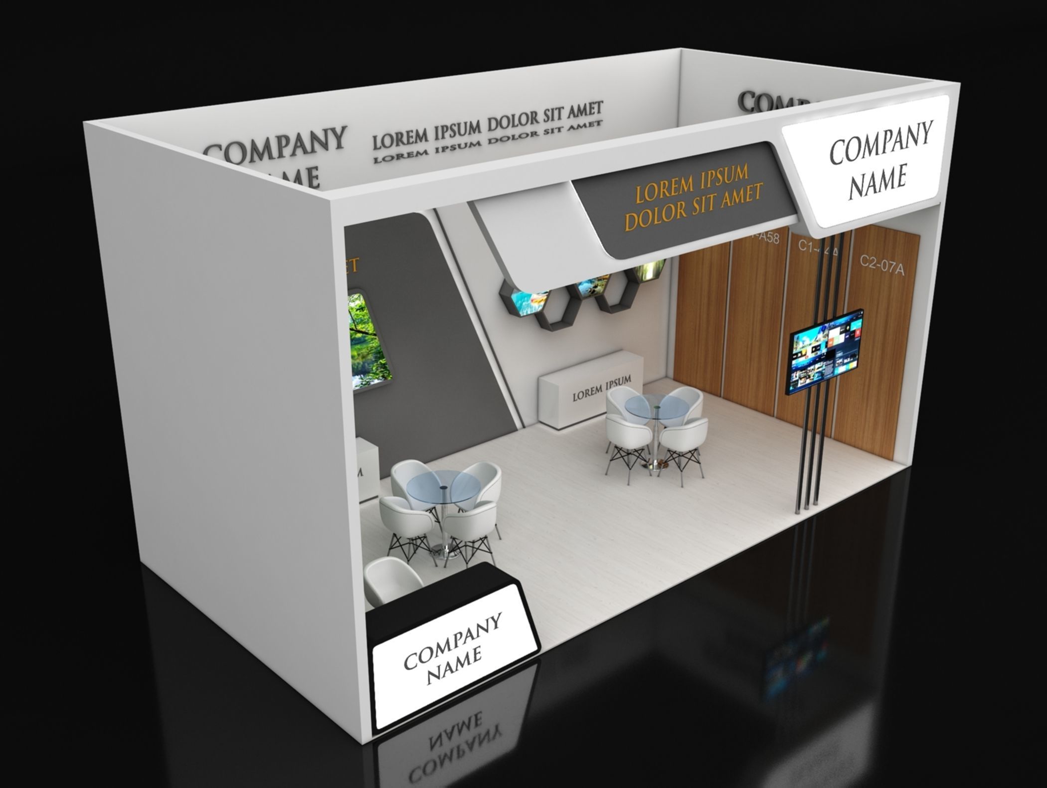 Booth Exhibition Stand Stall 4X8m Height 450 cm 1 Side Open 3D model_3