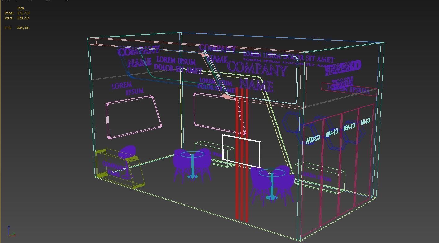 Booth Exhibition Stand Stall 4X8m Height 450 cm 1 Side Open 3D model_6