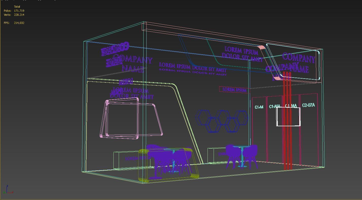Booth Exhibition Stand Stall 4X8m Height 450 cm 1 Side Open 3D model_5