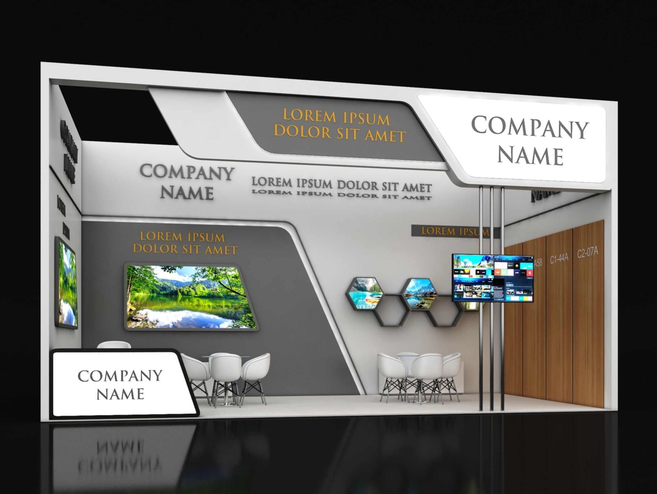 Booth Exhibition Stand Stall 4X8m Height 450 cm 1 Side Open 3D model_4