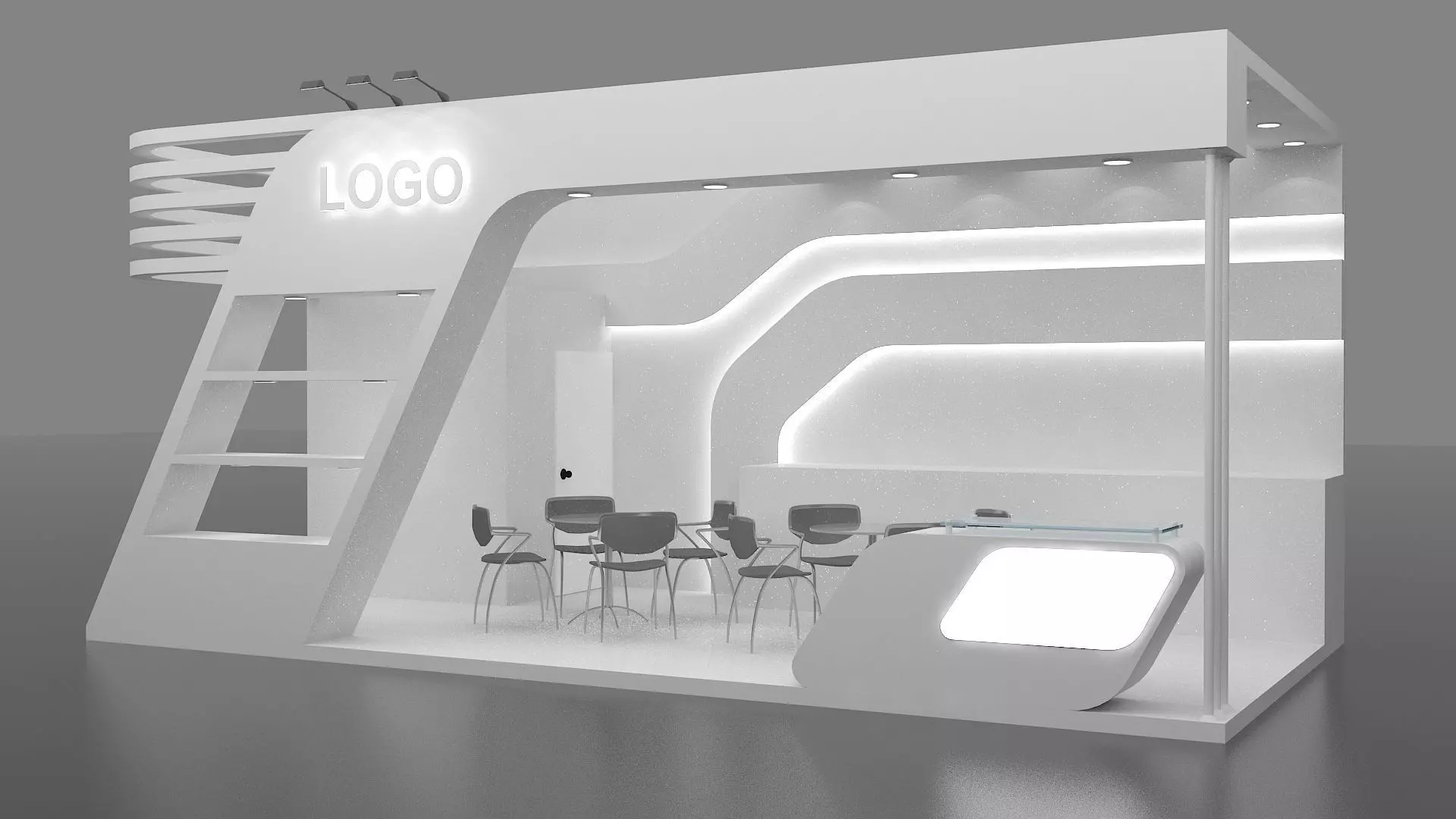 Exhibition Stand 8 metr x 4 meter 3 side open 3D model | CGTrader