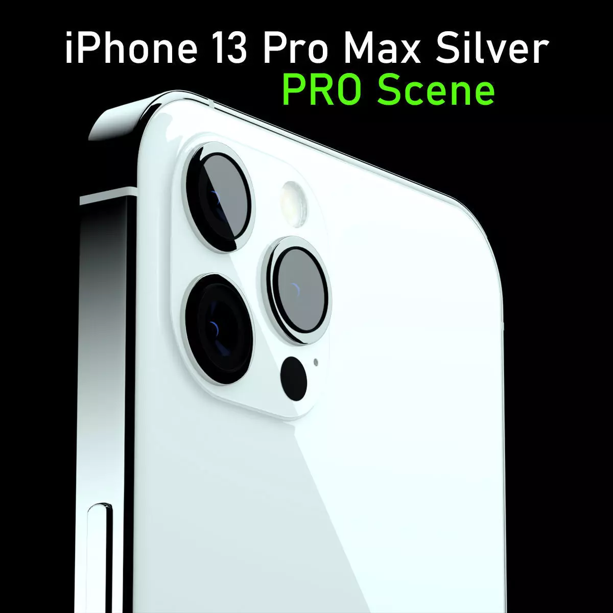 iPhone 13 Pro Max Silver Pro Scene Low-poly 3D model