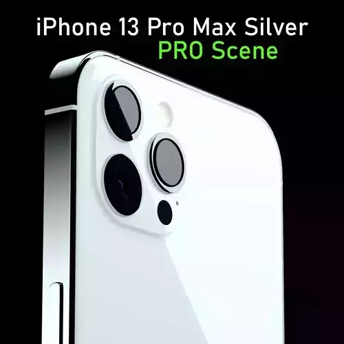 iPhone 13 Pro Max Silver Pro Scene Low-poly 3D model
