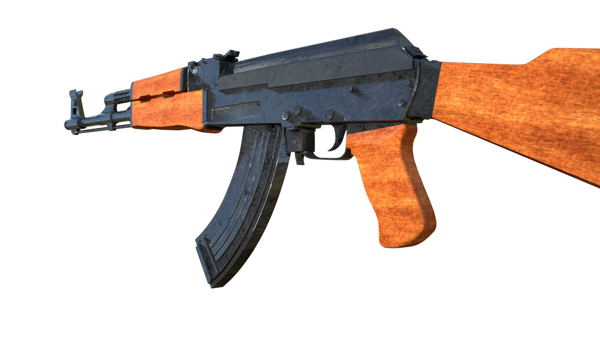Assault Rifle AK-47 Low-poly 3D model_8