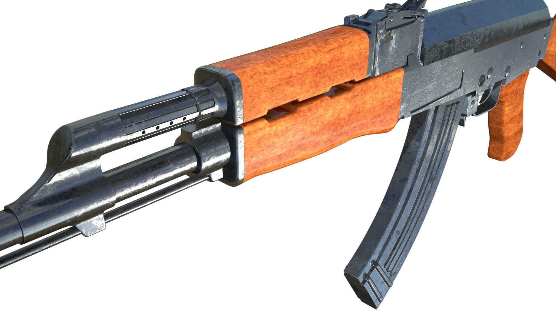 Assault Rifle AK-47 Low-poly 3D model_9