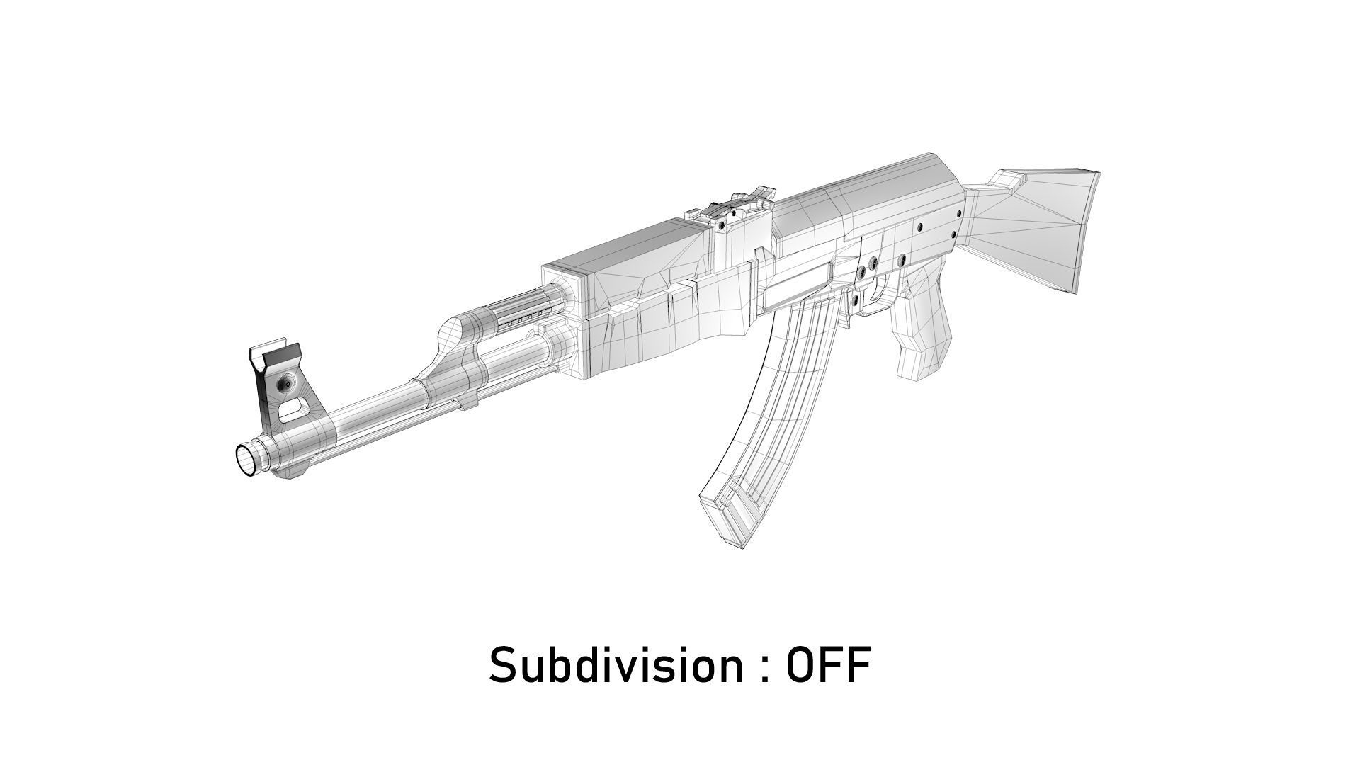 Assault Rifle AK-47 Low-poly 3D model_10