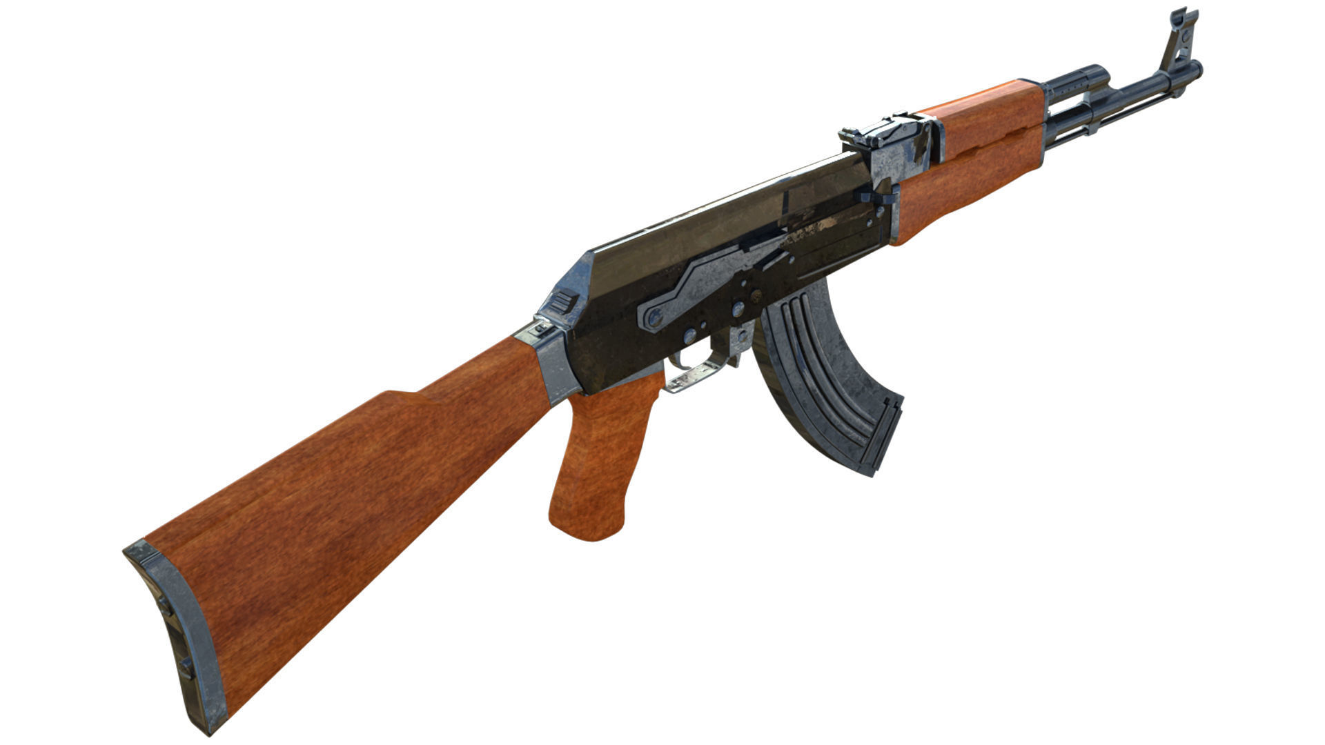 Assault Rifle AK-47 Low-poly 3D model_5