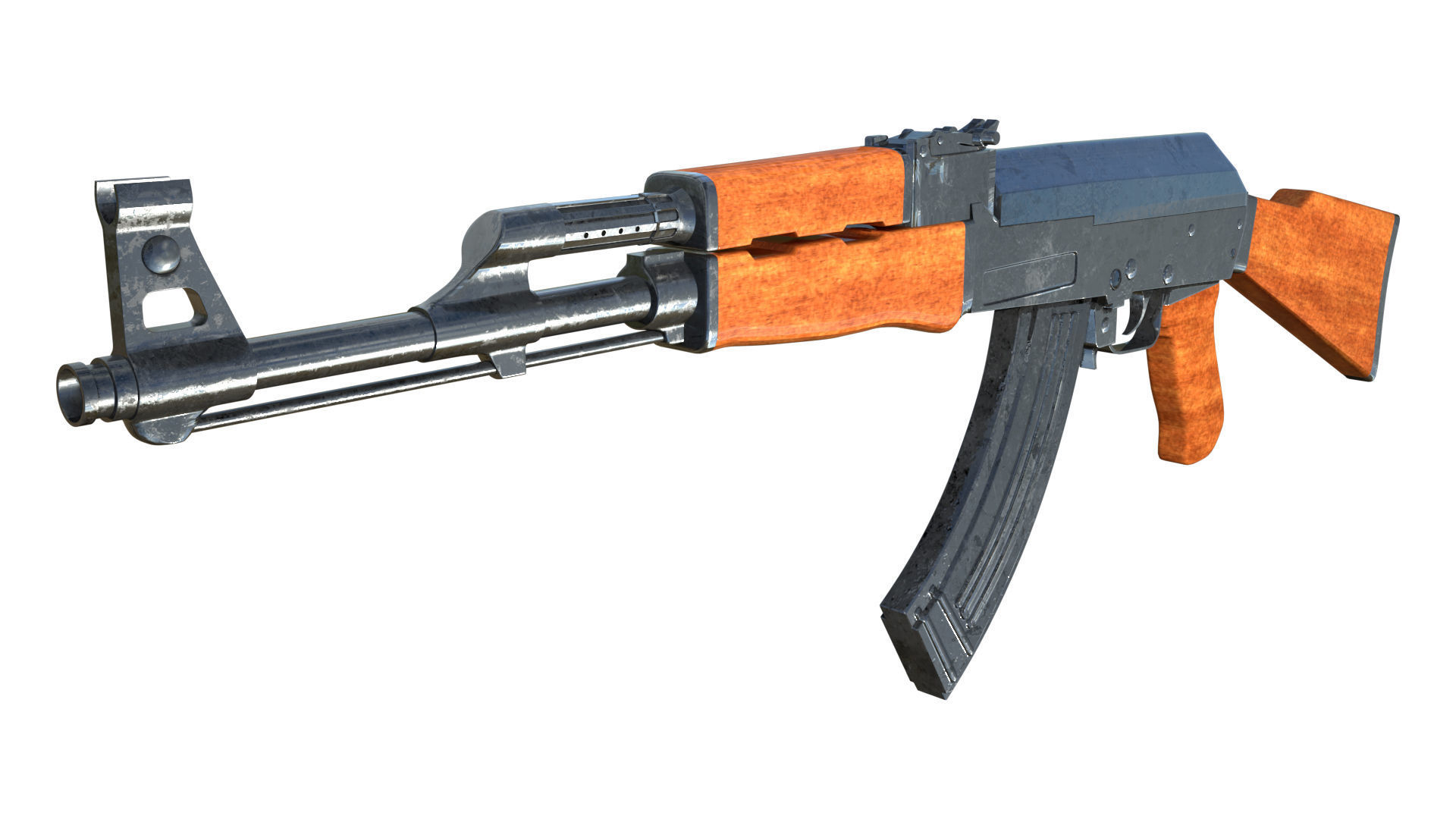 Assault Rifle AK-47 Low-poly 3D model_1
