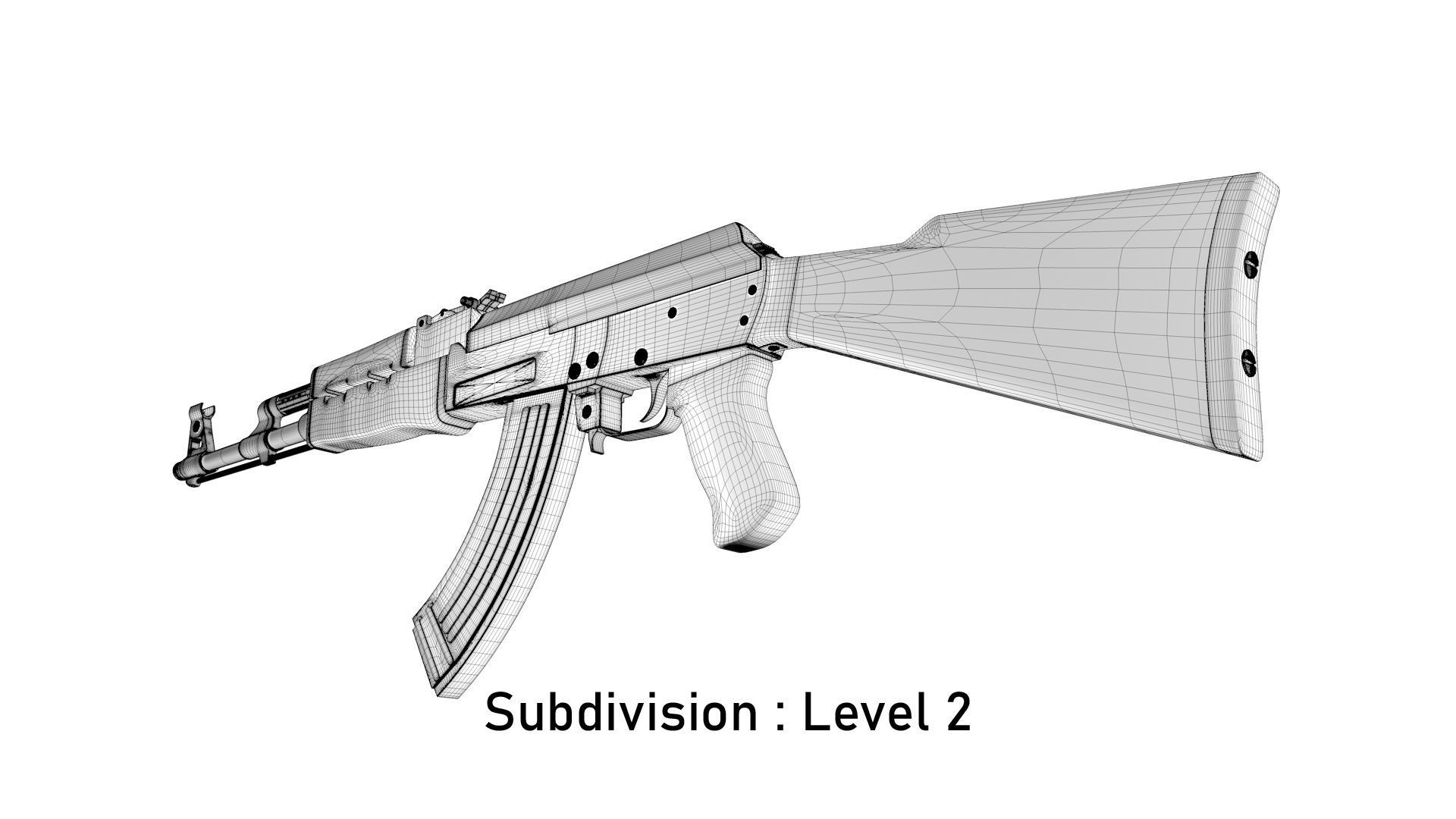 Assault Rifle AK-47 Low-poly 3D model_13