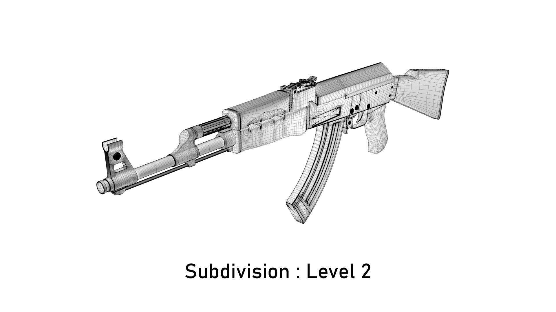 Assault Rifle AK-47 Low-poly 3D model_11