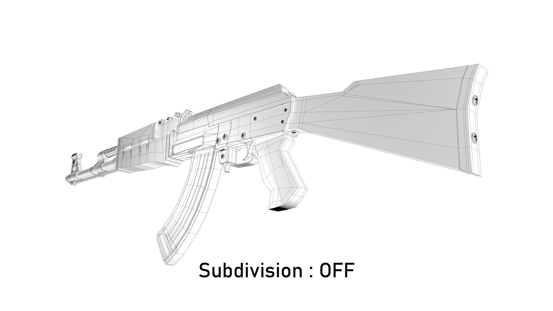 Assault Rifle AK-47 Low-poly 3D model_12