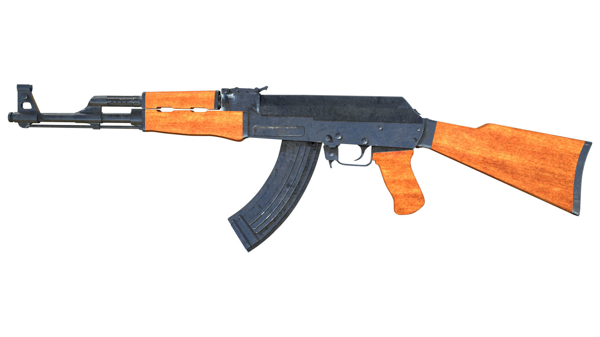 Assault Rifle AK-47 Low-poly 3D model_2