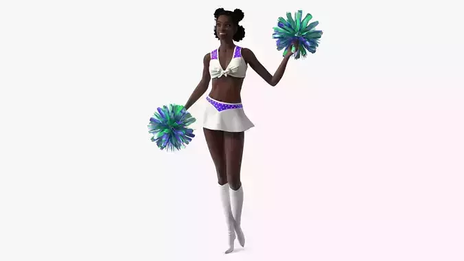 Teenage Black Girl Cheerleader Standing Pose