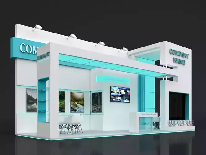Booth Exhibition Stand Stall 3X9m Height 450 cm 3 Side Open 3D model