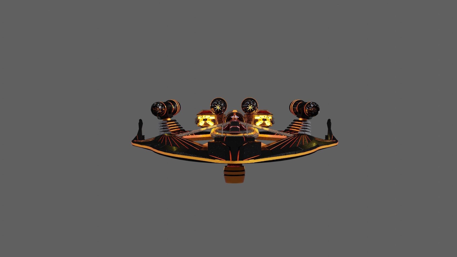 SpaceShip with lights Low-poly 3D model_3