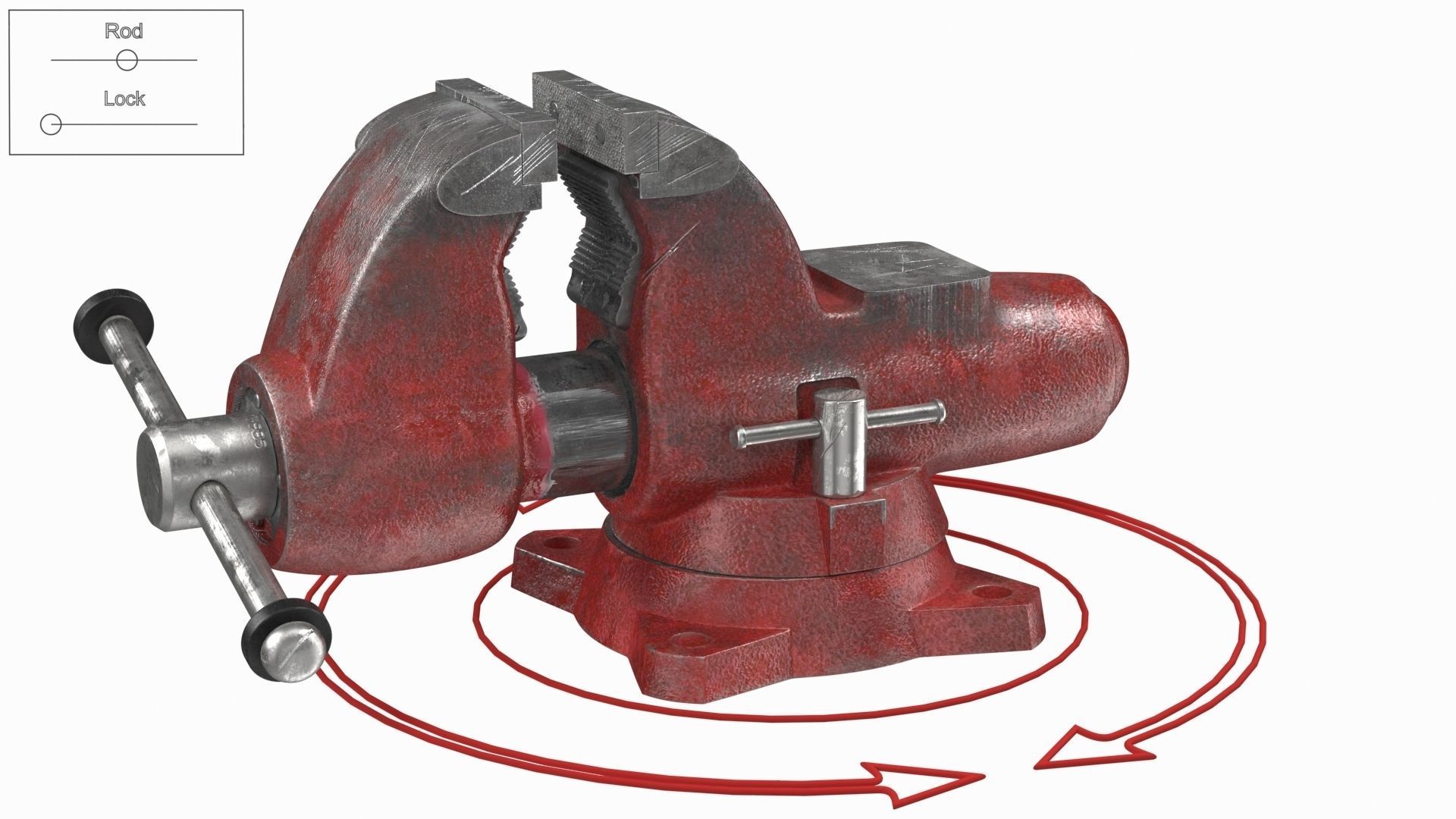 Pipe Bench Vise Dusty Rigged 3D model_18