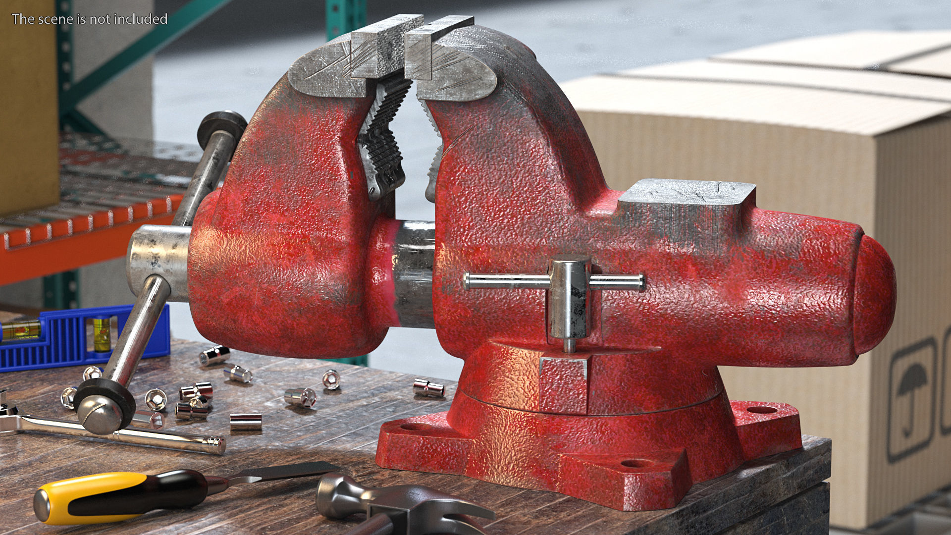 Pipe Bench Vise Dusty Rigged 3D model_3