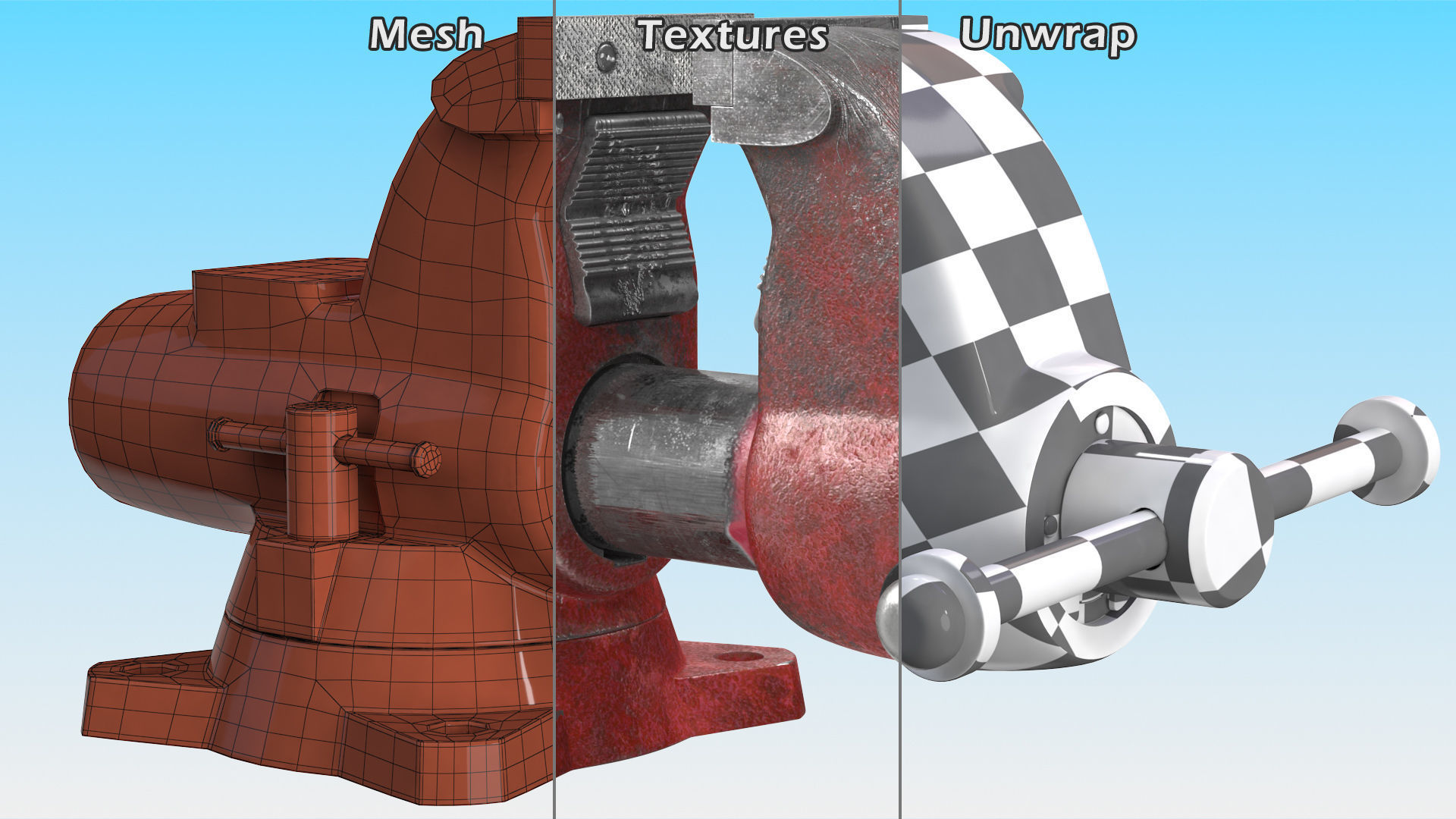 Pipe Bench Vise Dusty Rigged 3D model_19