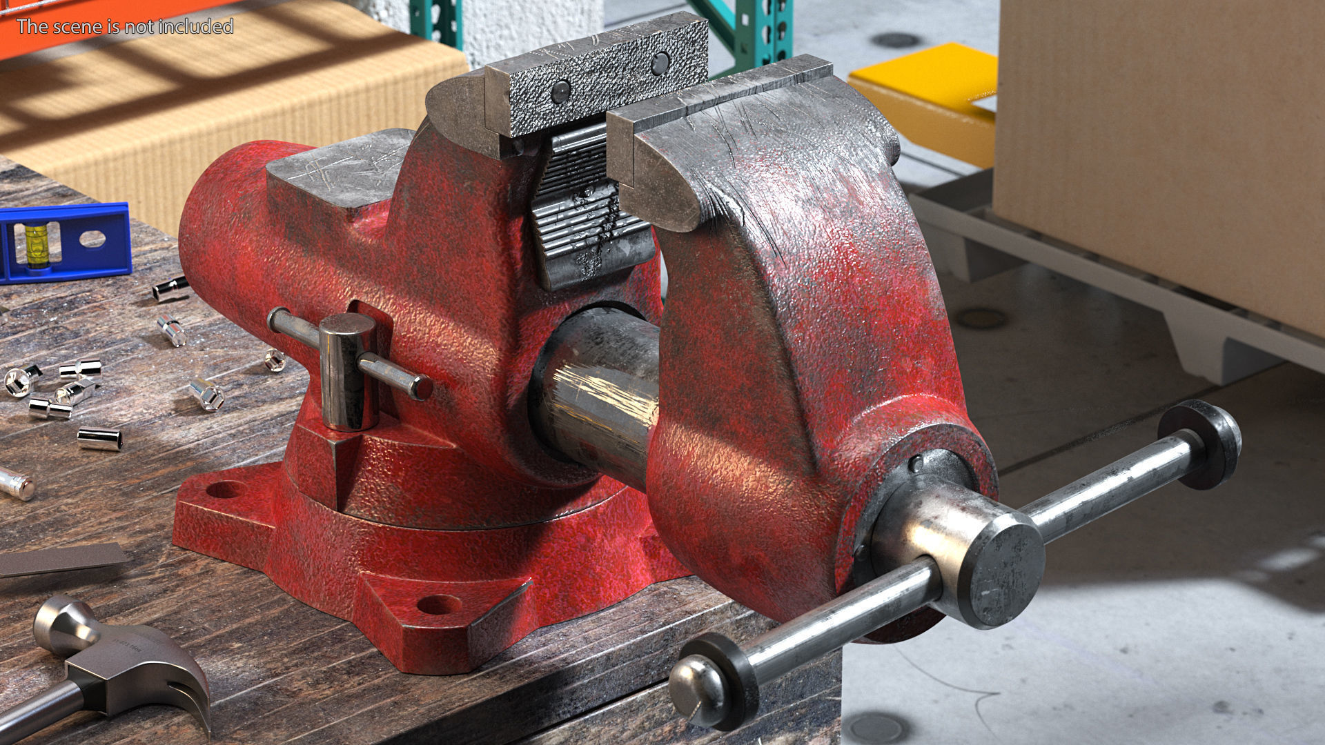 Pipe Bench Vise Dusty Rigged 3D model_2