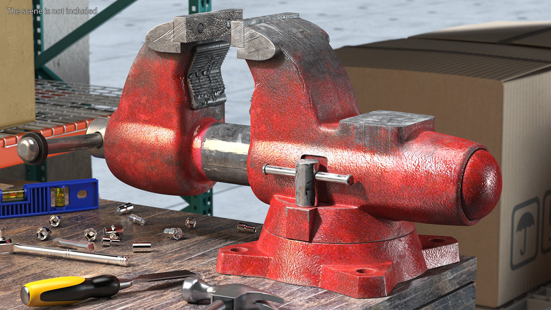 Pipe Bench Vise Dusty Rigged 3D model_4