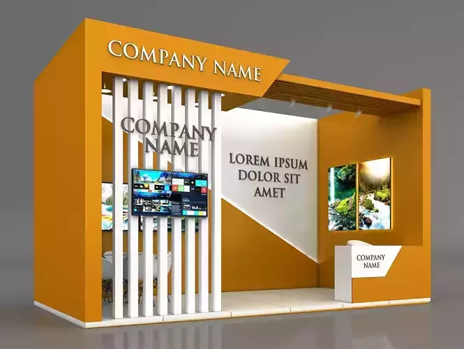 Booth Exhibition Stand Stall 3x6m Height 360 cm 1 Side Open 3D model