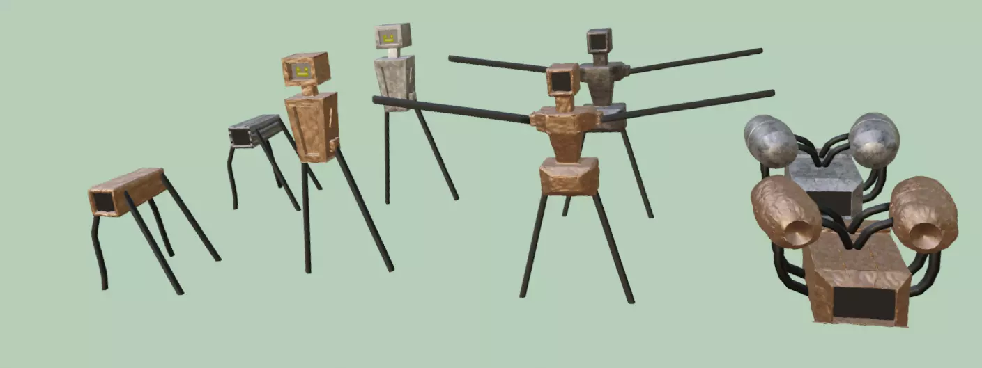 robots wooden box Free low-poly 3D model