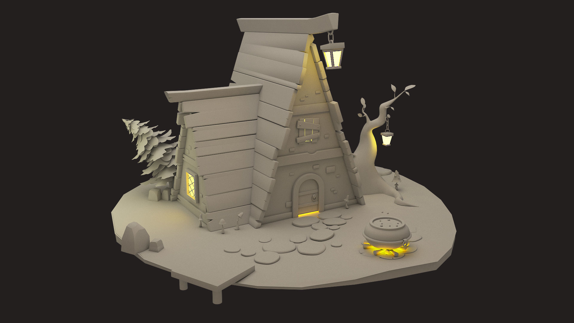 3D little house Low-poly 3D model_7