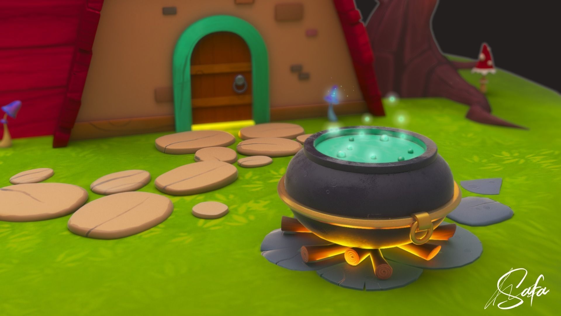 3D little house Low-poly 3D model_4