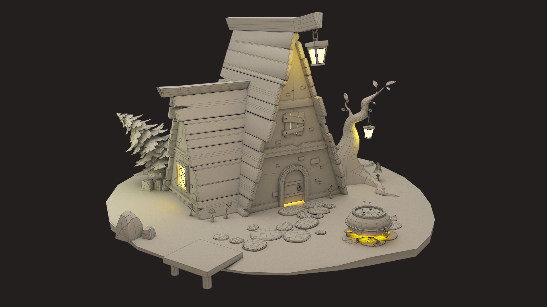 3D little house Low-poly 3D model_8