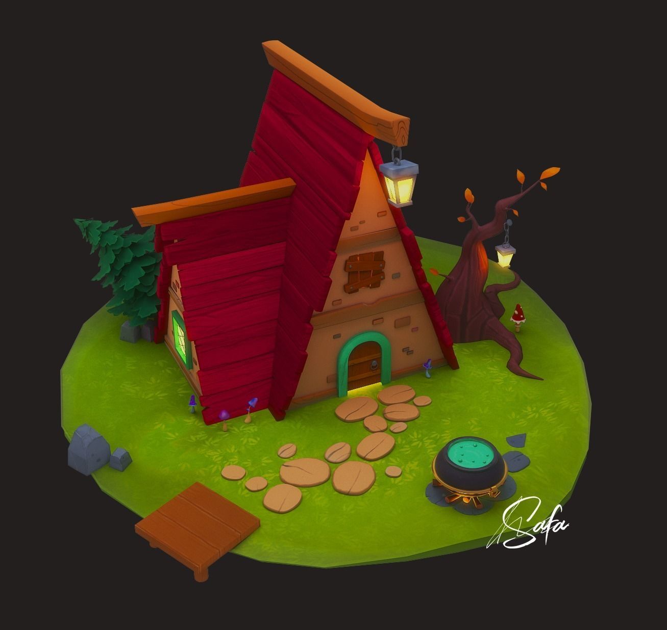3D little house Low-poly 3D model_2