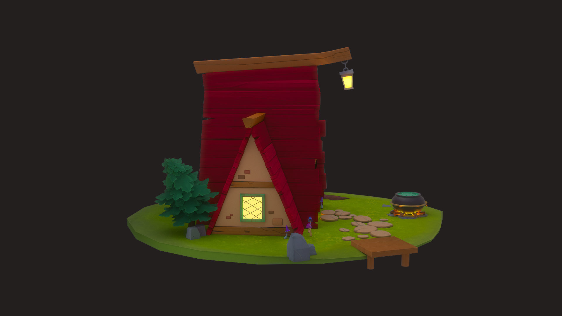 3D little house Low-poly 3D model_5
