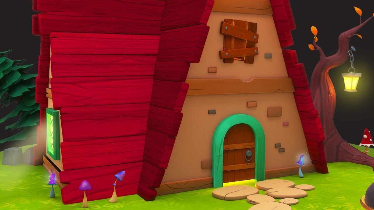3D little house Low-poly 3D model_3