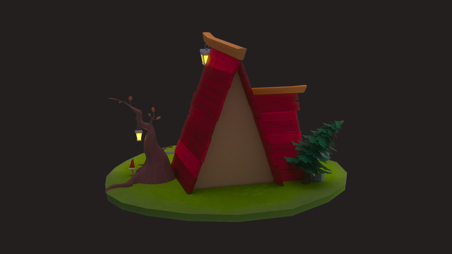 3D little house Low-poly 3D model_6