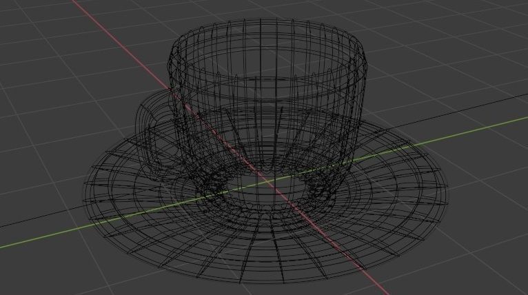 Cup and plate Low-poly 3D model_1