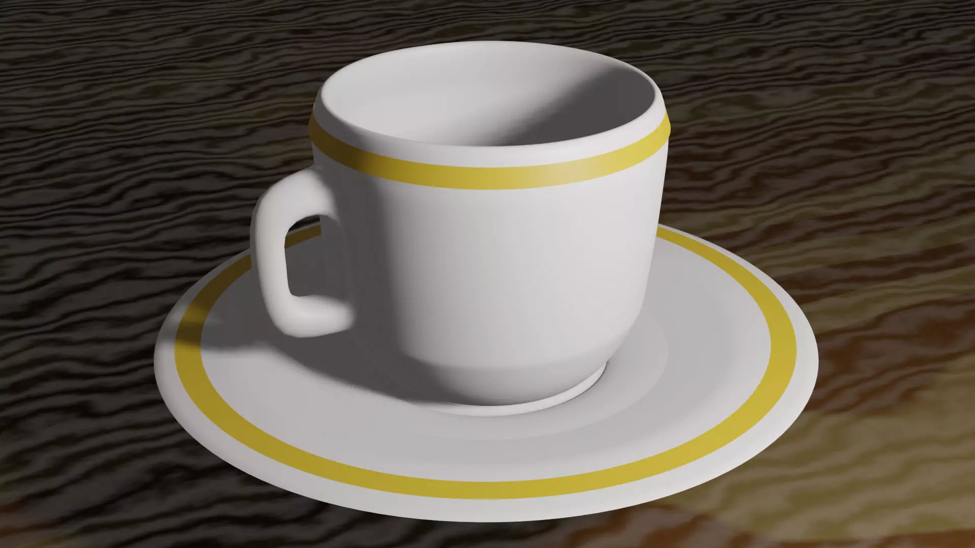 Cup and plate Low-poly 3D model_0