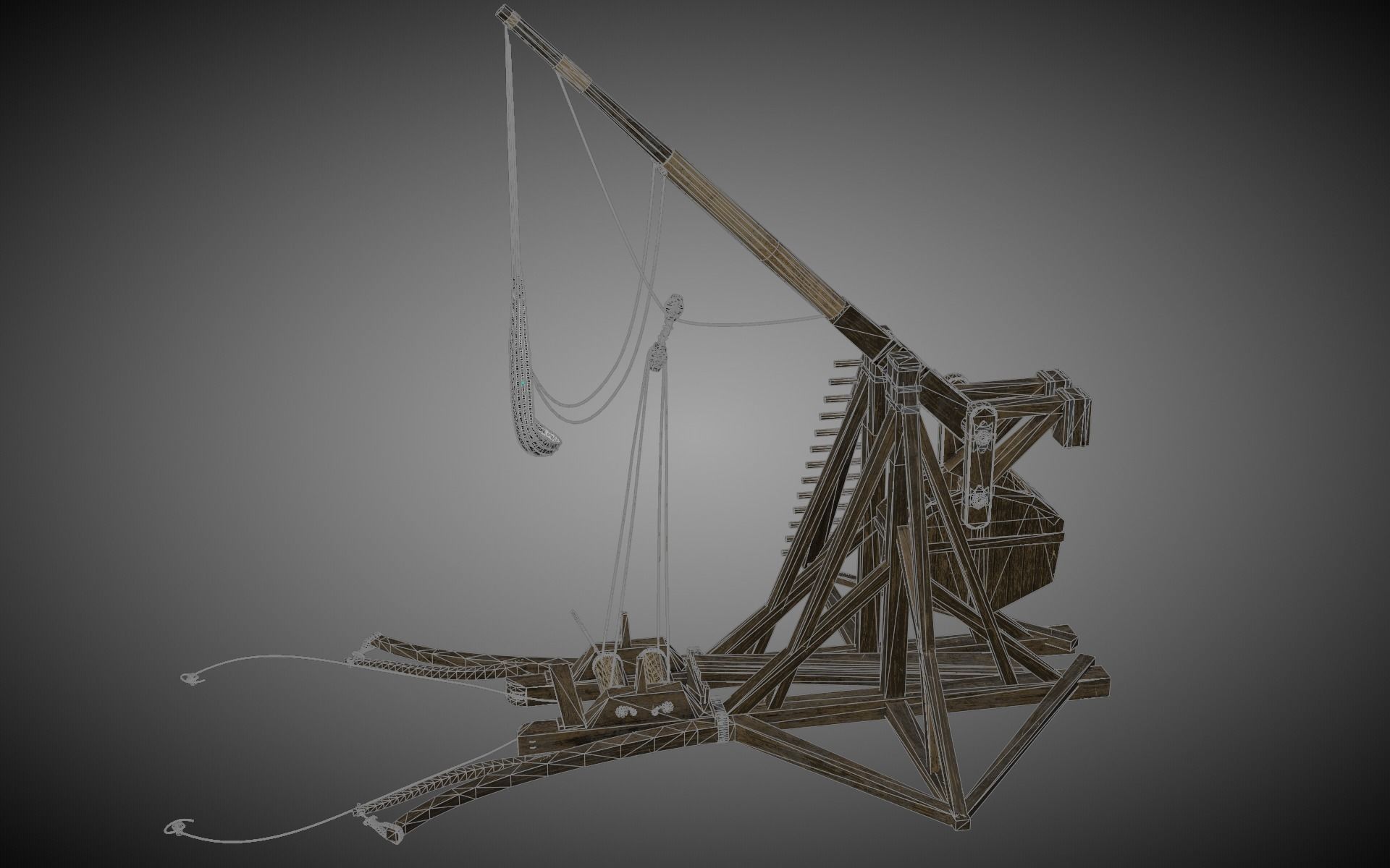MEDIEVAL Trebuchet  Low-poly 3D model_11