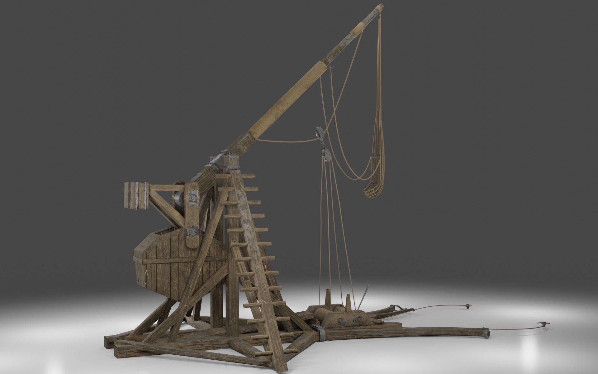MEDIEVAL Trebuchet  Low-poly 3D model_4