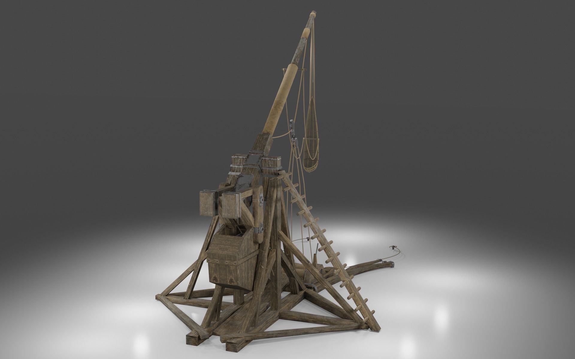 MEDIEVAL Trebuchet  Low-poly 3D model_3